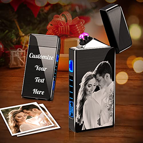 Encendedor eléctrico personalizado con foto recargable negro miniatura 2