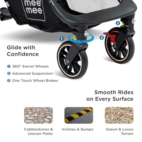 Image of Mee Mee Lightweight Foldable Baby Stroller for 0-5Years | One-Touch Fold, Reversible Handle, Adjustable Footrest & 5-Point Safety Harness | Compact Travel-Friendly Stroller for Babies and Toddlers