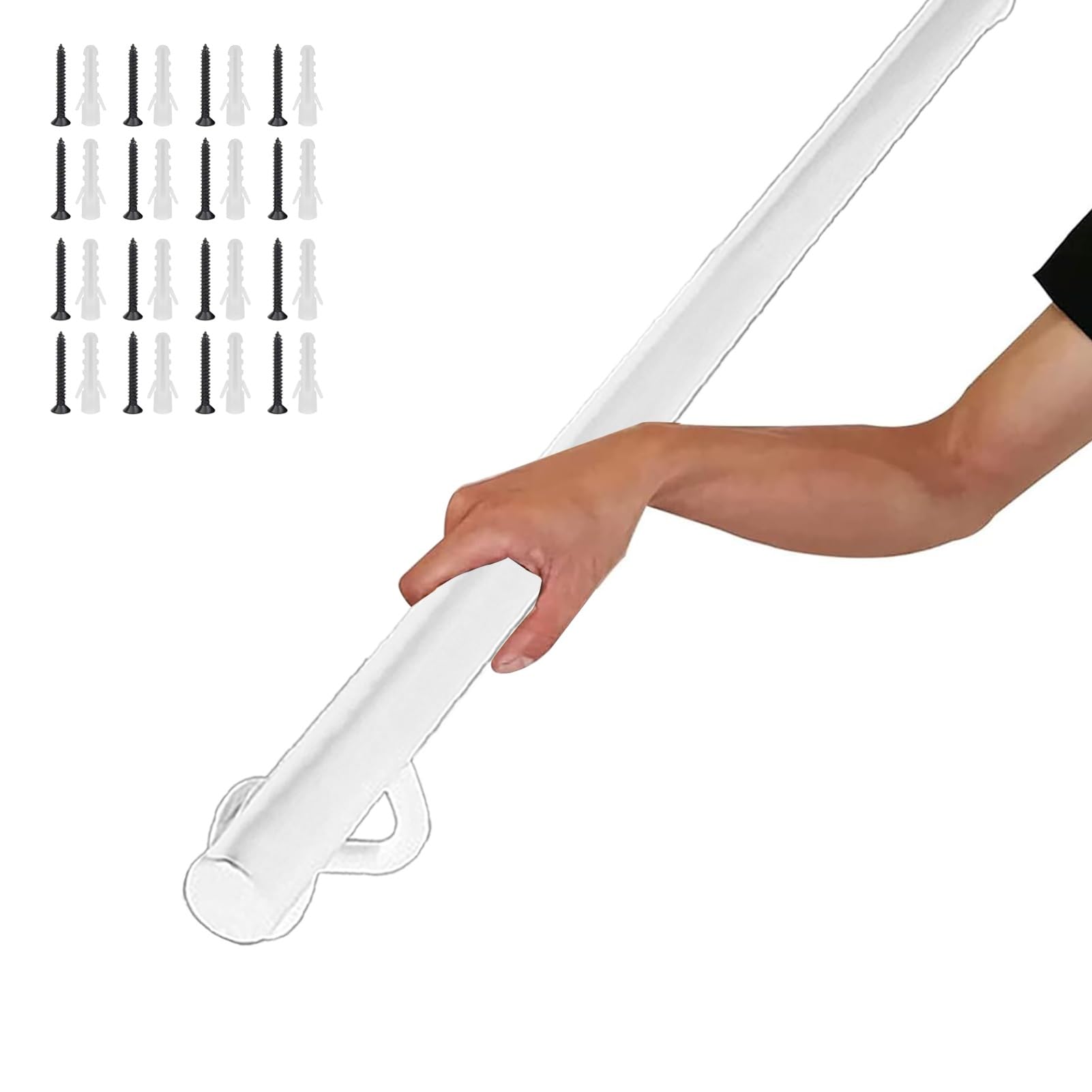FKXSXAZ White Handrails for Stairs, Wall Mount Staircase Railing with Metal Wrought Iron Brackets, Industrial Round Pipe Stair Banister Rails Safety Grab Bar(19ft/570cm)