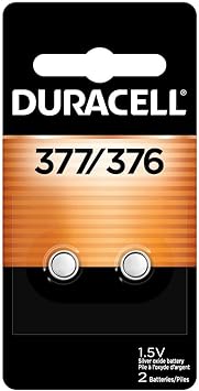 Duracell 377/376 Silver Oxide Button Batteries, 2 Count Pack of 1, Battery with Long-Lasting Power for Watches, Calculators, and More