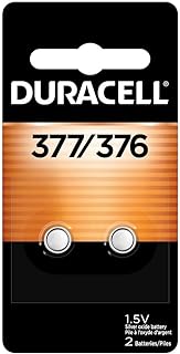 Duracell 377/376 Silver Oxide Button Batteries, 2 Count (Pack of 1), Battery with Long-Lasting Power for Watches, Calculators, and More