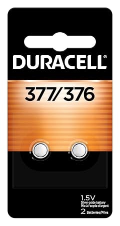 Duracell 377 376 Silver Oxide Button Batteries 2 Count Pack of 1 Battery with Long-Lasting Power for Watches
