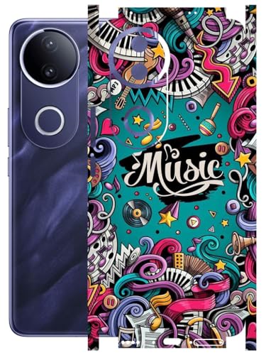 Image of AtOdds - Full Body Back Screen Guard Protector Film - Lamination Wrap Skin Sticker Compatible with VIVO T4R (5G) | Scratchproof Matte Finish (Design - Music)