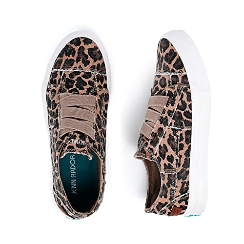 JENN ARDOR Women's Stylish Slip On Sneakers No Laces Elastic Low Top Canvas Sneakers Trendy Flats Comfortable Casual Walking Shoes2