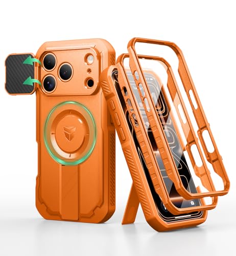 Dexnor iPhone 17 Pro�p �P�[�X �����Y�L���b�v�t��&�����\�L�b�N�X�^���h&������ʕی�t�B���� ���V���b�N�v���t �o���p�[�P�[�X �d�����C�ی�J�o�[�i�I�����W�j