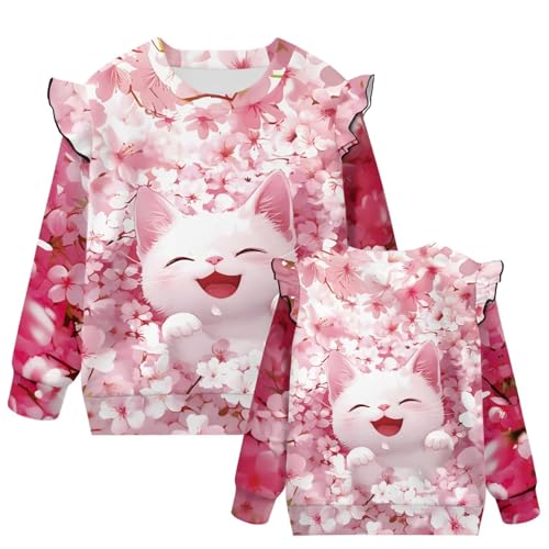 Girls Long Sleeve Crewneck Pullover Sweater Not Easily Deformed Ruffle Sweatshirt Kid Casual Sweatshirt for Girl2