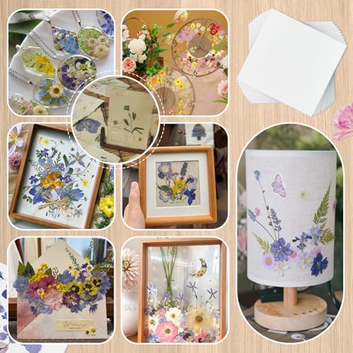 OLYCRAFT 50 Packung Löschpapier Für Blumenpressen 26x25cm Weiß Wiederverwendbar Für Herbariumpressen Zum Selbermachen von Blumenkonservierungs Und Kunstprojekten – 0.4mm Dick