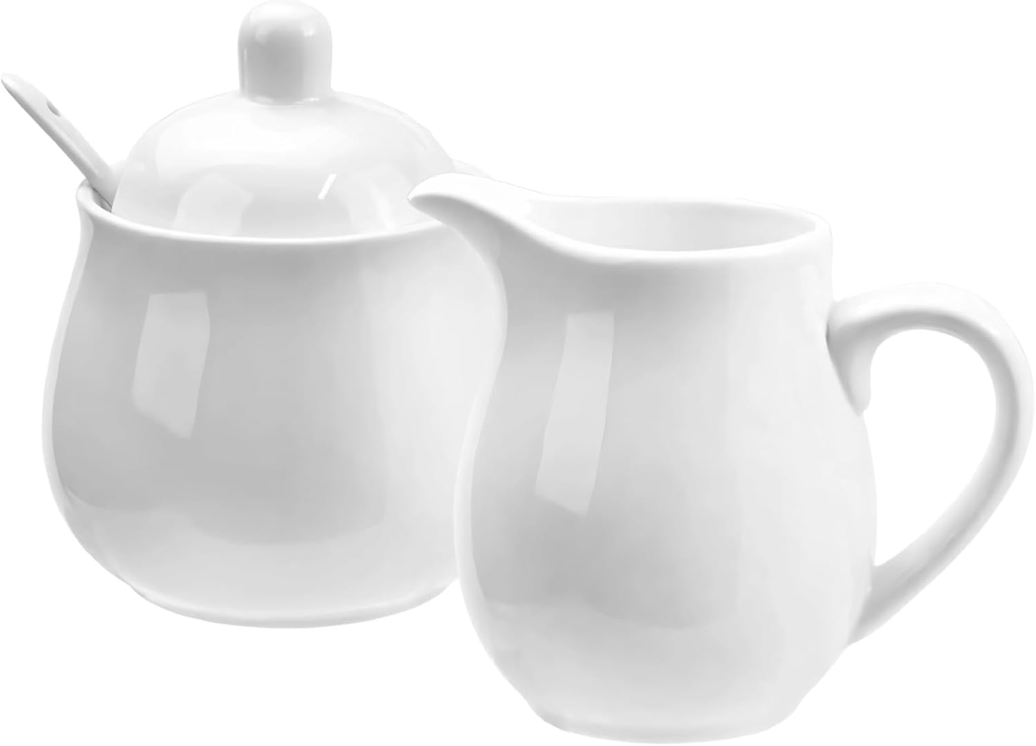 Tea Coffee Service for Restaurant Home, Elegant Ceramic Coffee Serving Set with Sugar Bowl and Cream Pitcher White Porcelain Sugar and Creamer Set