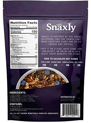 image for Snaxly - Keto Blueberry Crunch Nut Granola Breakfast Cereal - 3g Net C