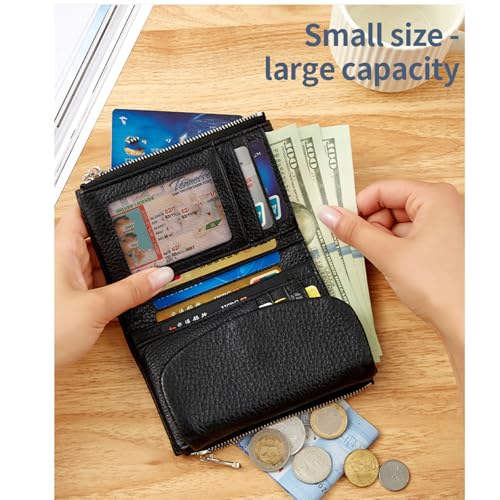 Joyfullygo Wallet, Joyfullygo Unisex Pebble Leather Wallet, Women Slim Wallet, 2025 New Updage Genuine Leather Coin Purse with Rfid, Credit Card Holder (Dark red)2