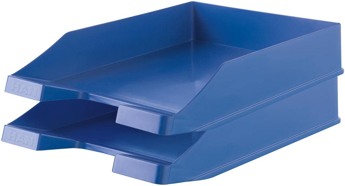 HAN Briefablage KLASSIK KARMA - 10 STÜCK, 80-100% recycled, BLAUER ENGEL zertifiziert, Dokumentenablage, Briefkorb, Briefhalter, Papierablage, bis Format A4/C4, 10278-16, öko-blau