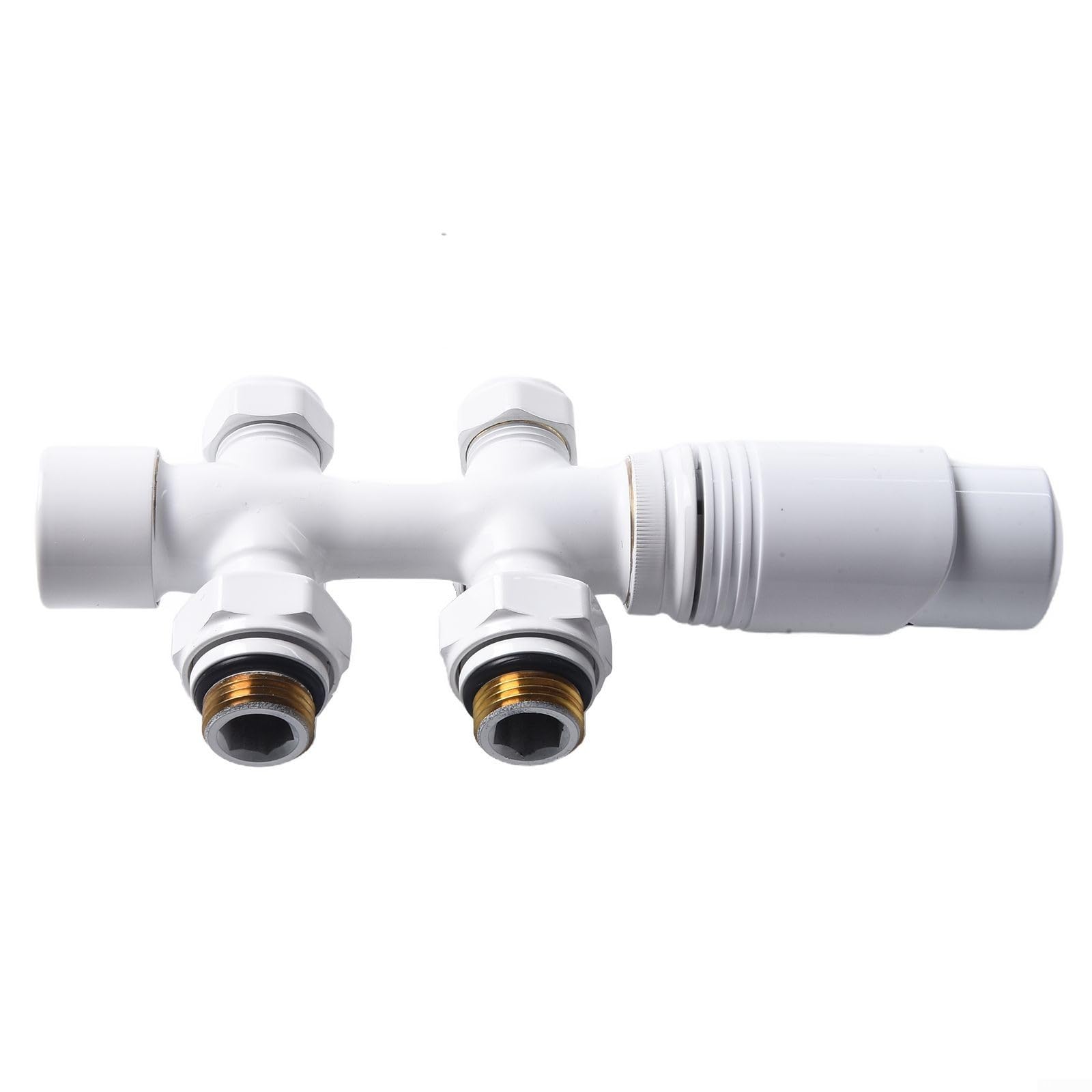 Valvola termostatica per scaldasalviette, testa centrale in ottone TRV da 50 mm con sensore liquido, connettore da 1/2" per radiatori da bagno (cromata) (bianco)