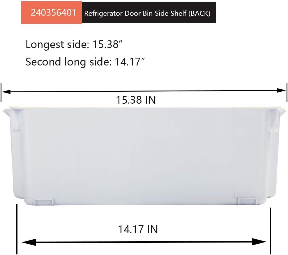 2 Packs 240356401 Durable refrigerator Door Shelf Replacement, Length 15.38", Compatible frigidaire and electrolux Side Bin, Top 2 shelves on refrigerator side, Replac 240356402,240356406, 240356409 : Appliances