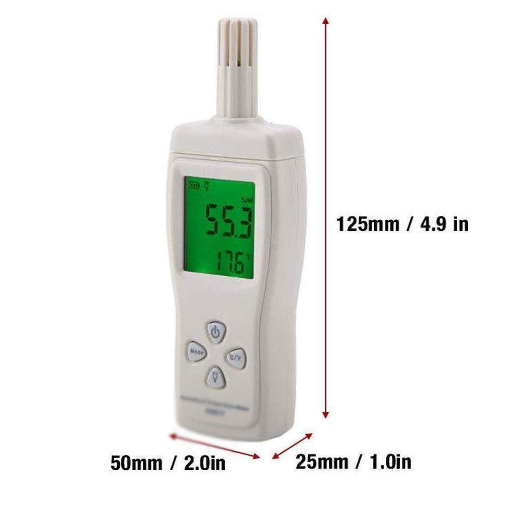 Psicrómetro Digital - Portátil de luz de Fondo Medidor de Temperatura del medidor de Humedad con Punto de rocío y la Temperatura de Bulbo húmedo