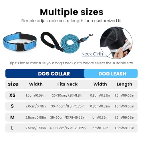 Collar reflectante para perro con correa y placa ID miniatura 6