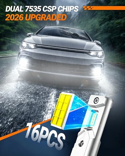Image of SEALIGHT H11 LED Fog Light Bulb, 35000LM 6500K Cool White, H16 H8 LED Fog Lights Brighter Road Visibility in Fog & Rain, Copper Cooling System, Plug-N-Play, Pack of 2