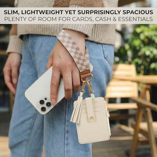 Image of Stylish Wristlet Keychain Wallet for Women, Slim Zipper Credit Card Holder