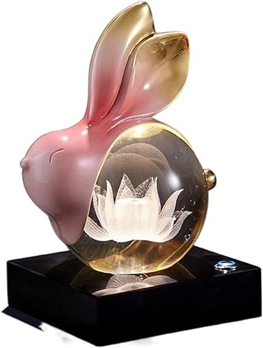 Estatua china de feng shui, escultura de estatua de animal, adorno luminoso de bola de cristal, adornos decorativos de escritorio para sala de