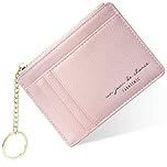 URAQT Porta Carte di Credito, Portafogli in Pelle per Uomo e Donna Portafoglio Porta Carte, Portafogli Slim Portacarte Portafoglio Card Holder per Carta e Contanti (Rosa#zip)