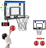 ★ ENTRENAR JUGADOR DE BALONCESTO PROFESIONAL - Nuestra mini suite de juegos de baloncesto adecuada para niños y adultos, equipada con 2 pelotas de baloncesto para cultivar la coordinación mano-ojo y enfocarse en los objetivos y movimientos corporales. Nuestros juegos de aro de baloncesto no solo estimulan el deseo de sus hijos de hacer ejercicio, sino que también les permite aprender más sobre la perseverancia, competir y cooperar.