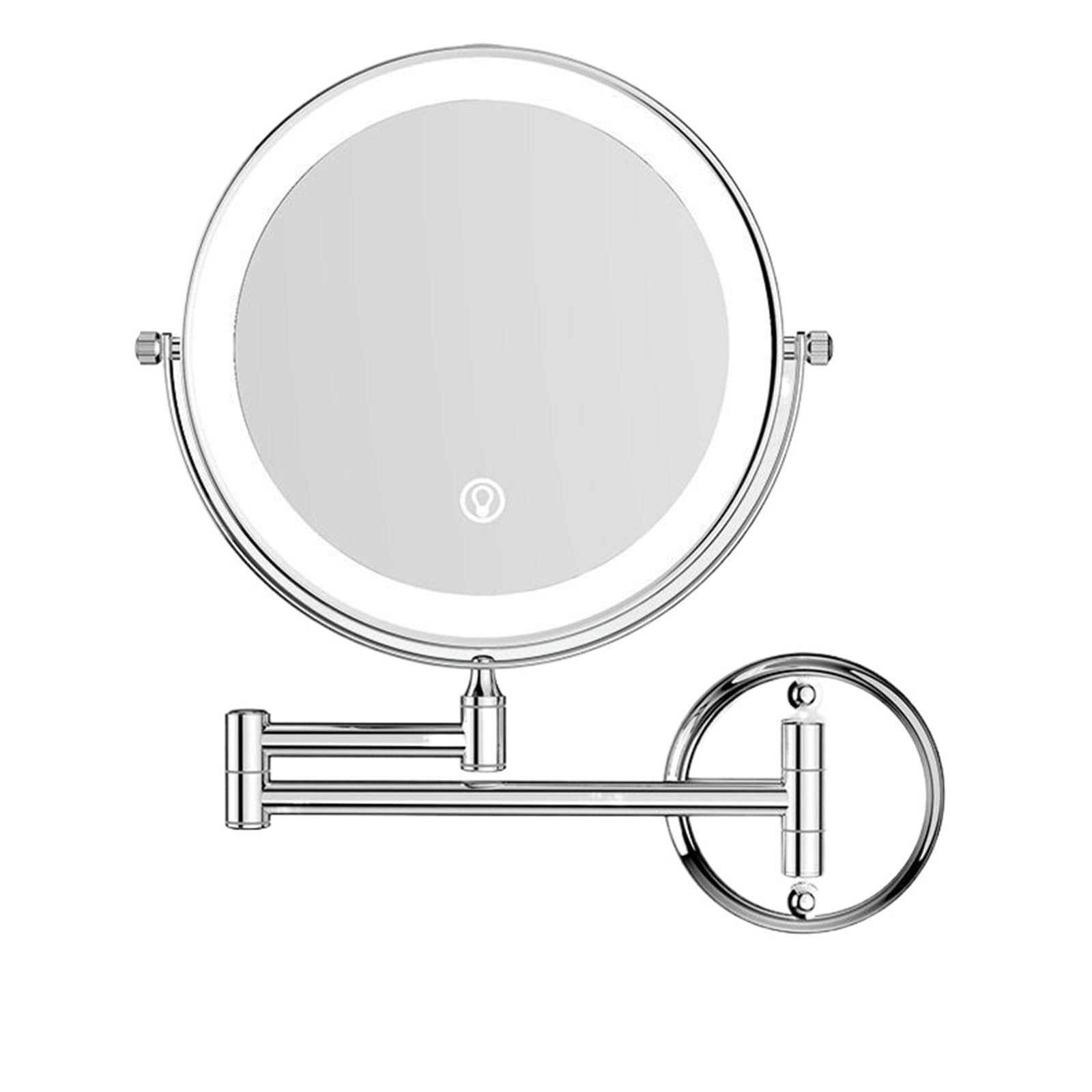 KTMBOHU Lighted Vanity Mirror Wall-mounted Telescopic Folding Bathroom Vanity Mirror Rotating Home Bathroom Mirror