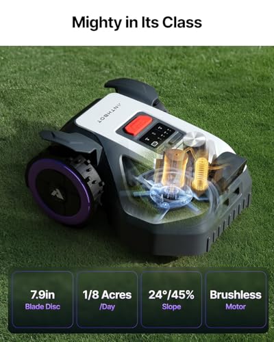 Image of ANTHBOT M5 Lidar Robot Lawn Mower, 360LiDAR+Vision Perimeter Wire Free 1 /8 Acre, Vision Obstacle Avoidance Robotic Lawnmower with Automatic Mapping Zone Division, 45% Slope, App Control