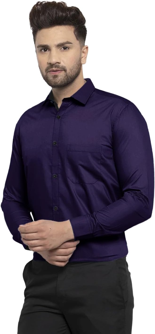Mens Long Sleeve Button Down Shirt for Men Collared Casual Formal Soild Shirt