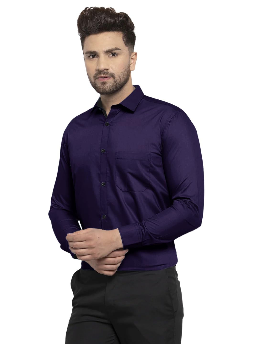 Mens Long Sleeve Button Down Shirt for Men Collared Casual Formal Soild Shirt