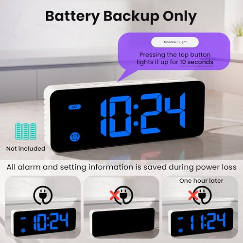Image of HODIK Alarm Clock for Bedrooms, Kids Small Digital Clock, 4 Dimmable Backlight, 3 Adjustable Volumes with Snooze (B02)