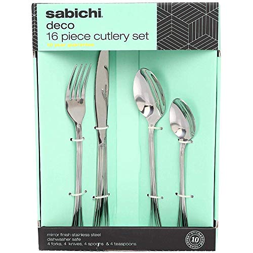 Sabichi DECO Cutlery Set, Stainless Steel, Silver, 6.3 x 20 x 27 cm