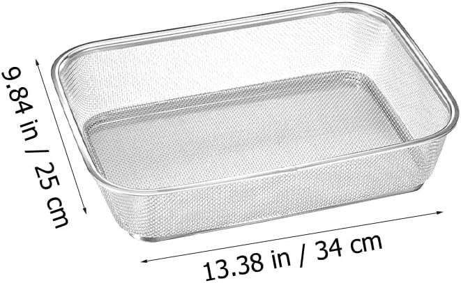 Cabilock Stainless Steel Drain Basket 13.38 X 9.84 X 3.14 Inch Fine Mesh Vegetable Fruit Strainer Kitchen Sink Colander for Food Rinsing and Draining