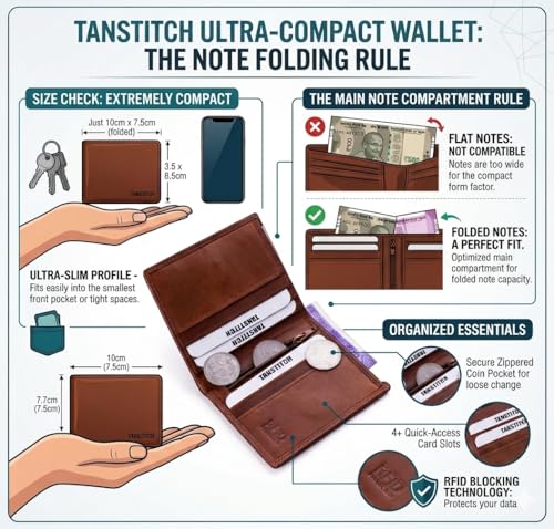 Image of TANSTITCH Slim Leather Wallet || Small,Compact, Minimalist & Thin Wallet || RFID Protected || Front Pocket Carry (Tan)