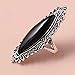 Black Retro Marcasite Rings for Women, 925 Silver Plated Fashion Cocktail Statement Rings Costume Vintage Crystal Big Onyx Stone Rings Turkish Style Black Gemstone Jewelry for Her Size 9#