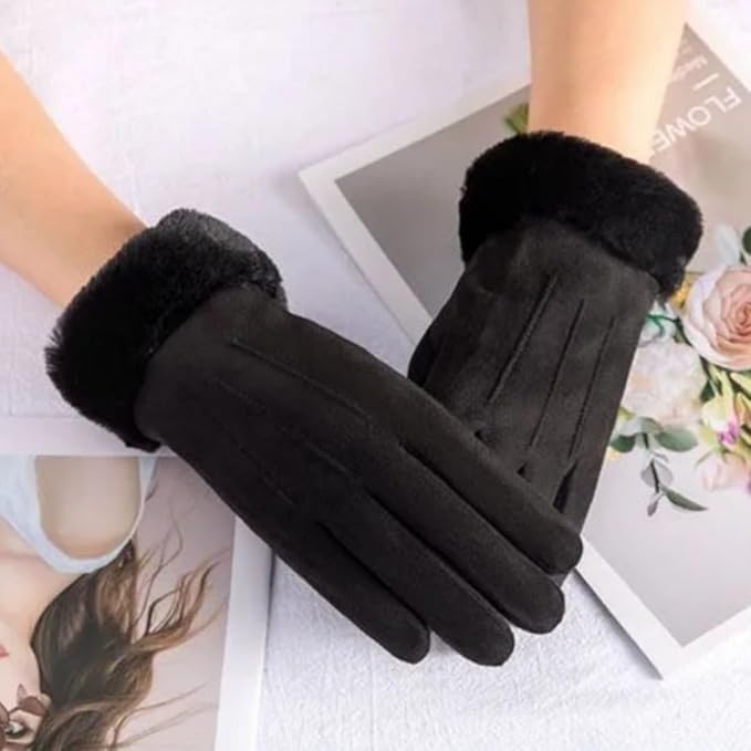 Image of Tomorrow Winter Gloves for Women, Cold Weather Suede Gloves, Touchscreen Gloves for Women, Gloves for Cold Weather and Outdoor Activities,Plush lined gloves, Thermal winter gloves