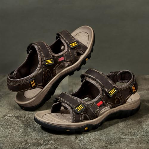 MILDSEVEN Fashion Men's Breathable Backpacking Hiking Sandals, Classics Open-Toe Sandals, Large Size Outdoor Sports Beach Shoes,9.5,Brown2