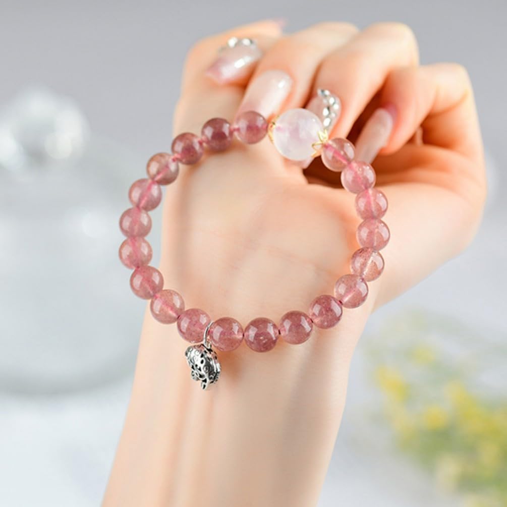 DorkTees (C784晶蓝月光手链+吉象) 天然水晶晶蓝月光 Fengshui Jade Bracelet Lucky Charm 手链S925银吉象新中式原创手串饰品礼物