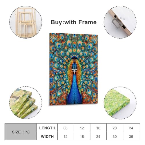 Tableau impression sur toile paon de qualité pour décoration murale - 2