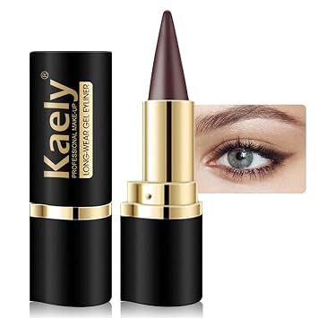 Kaely Brown Gel Eyeliner Pencil for Eyes, Crayon Eye Liner Waterproof Smudge Proof, Cat Eye Goth Halloween Makeup for Older Women, Eye Black Face Paint Eyeshadow Stick, Vegan & Cruelty-Free, 03