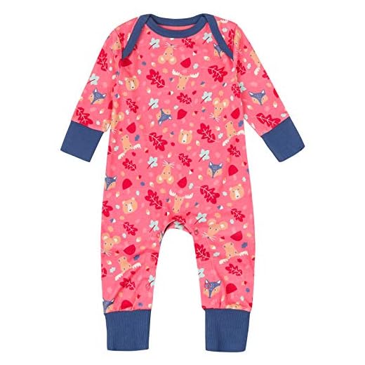 Pijama de bebé sin pies, color rosa con pies plegables + puños, algodón orgánico suave