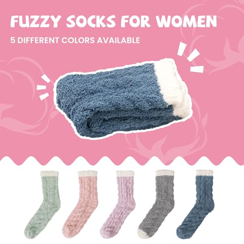 Image of Clothirily Fuzzy Socks for Women, Fluffy Socks Womens, Soft Cozy Slipper Sock for Women, Womens Winter Warm Sleeping Sock