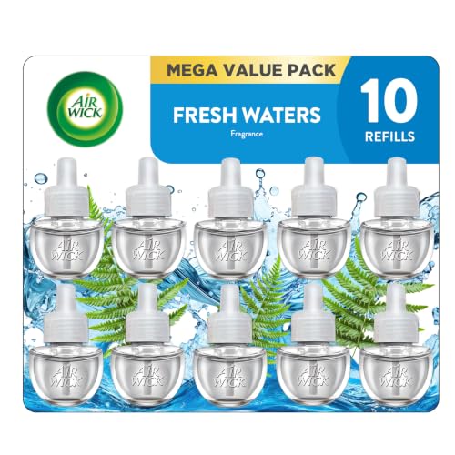 Air Wick Plug-In Scented Oil Refills, 10 Count, Fresh Waters, Air Freshener, Essential Oils, Eco...