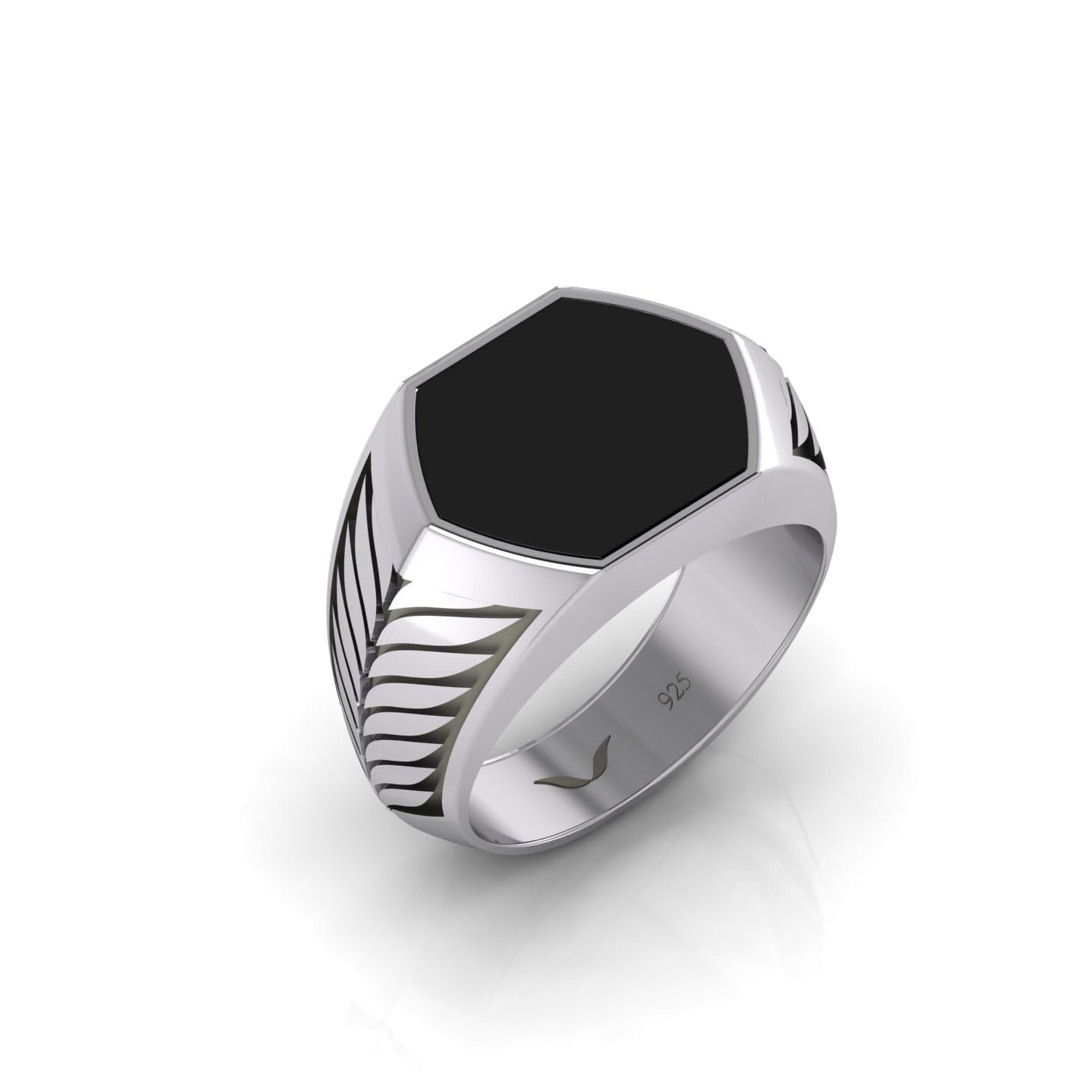 Vitra jewellery Smaug Mens Rings Silver 925 Rings For Men Pure Silver 925 Rings For Men Black Onyx Rings Mens Gift for Men Boyfriend With Certificate of Authenticity and 925 Stamp