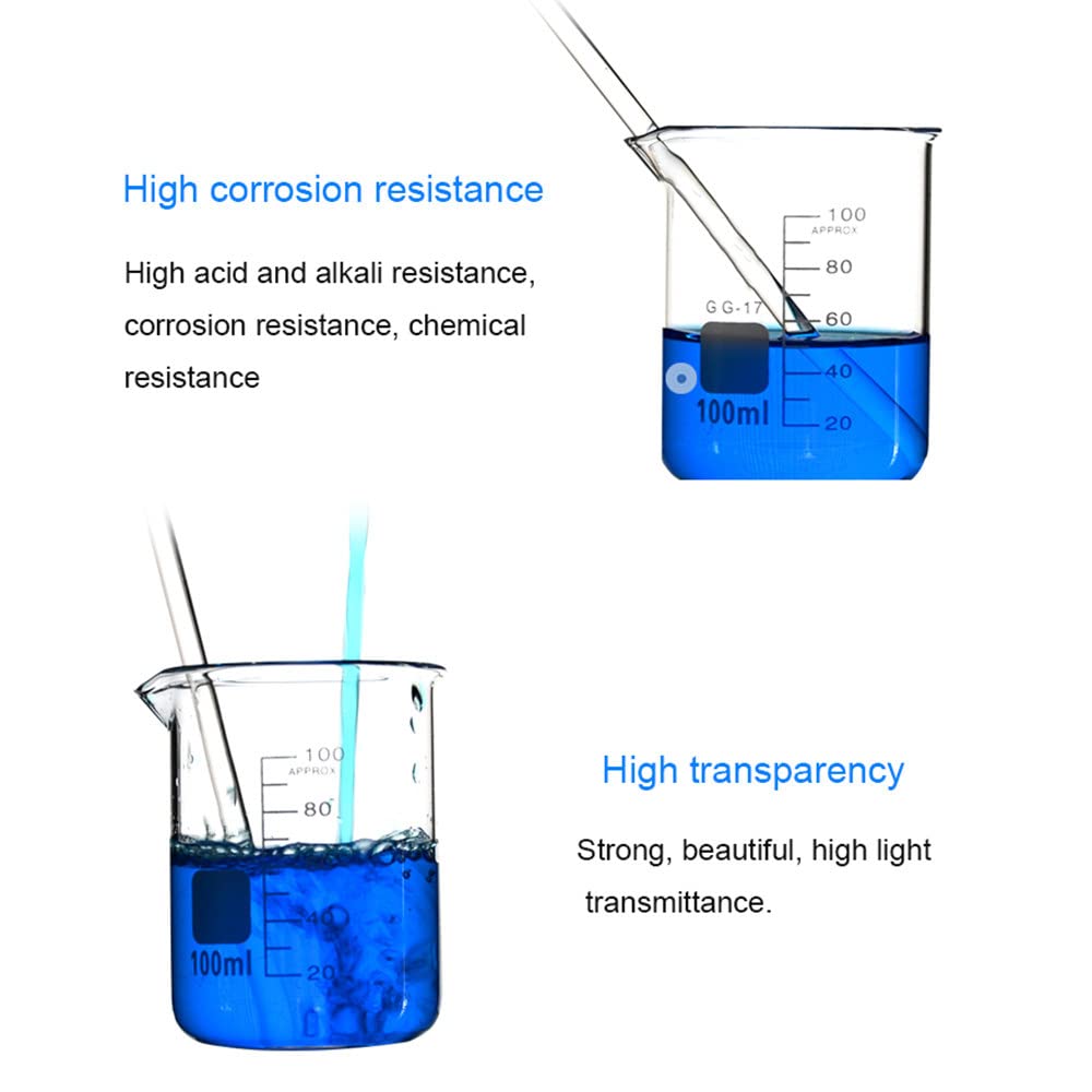 4 vasos de precipitados de vidrio, (1000 ml, 2000 ml, 3000 ml), vaso de laboratorio de borosilicato transparente, vasos de medición de vidrio de forma baja con graduación y pico, reutilizables, para
