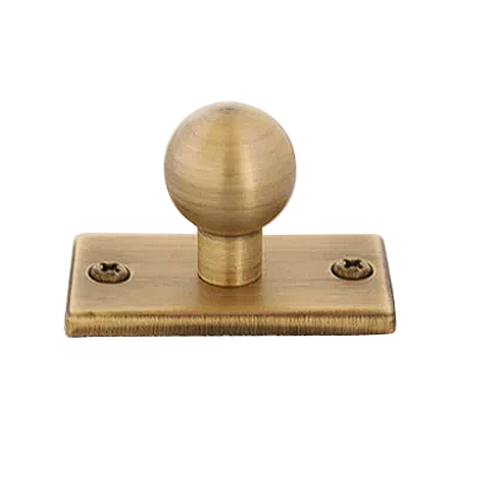 Chenhoju Antique Bronze Brass Cabinet Door Pulls With Spherical Design Double-Hole Rectangular Base For Wardrobe And Drawer Hardware Cabinet Pulls(,S)