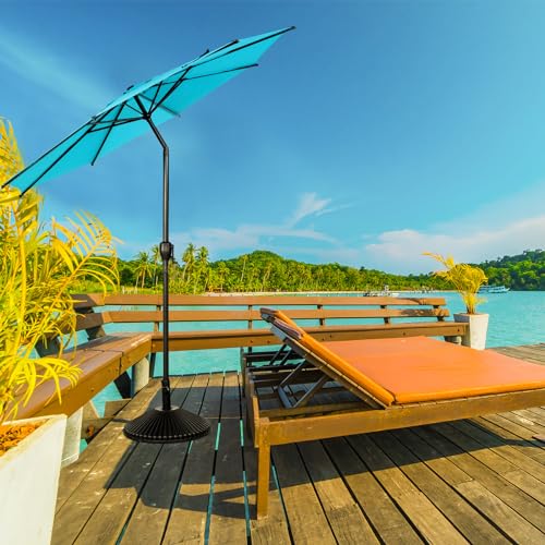 Image of Abba Patio 11FT Lyon Outdoor Patio Umbrella Outdoor Table Umbrella with Push Button Tilt and Crank Market Umbrella 8 Sturdy Ribs UV Protection Waterproof for Garden Deck Backyard Pool, Turquoise