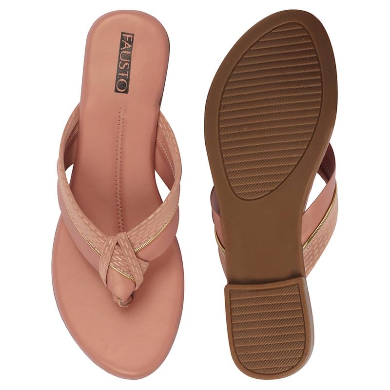 Image of FAUSTO Women's T-Strap Thong Slip On Flats Slippers