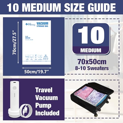 Image of Travel Vacuum Bags with Electric Pump, Vacuum Travel Bags for Luggage and Suitcase, Clothes Clothing, Medium 10 Pack