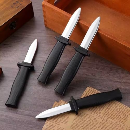 Dzrige Plastic Knife Prop Disappearing Trick Dagger Knife Fake Trick Gadget Toy for Halloween April Fools Day Party, 3 Pcs