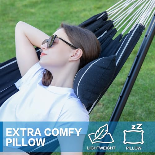 Image of PNAEUT Double Hammocks with Stand for Outside, Portable Space Saving Heavy-Duty Steel Stand for Indoor Outdoor Patio with Carrying Bag, 450 lbs Capacity (Chasm)