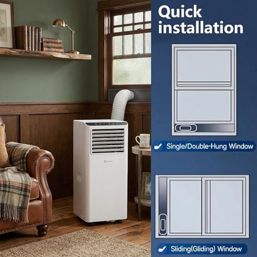 Image of 8,000 BTU Portable Air Conditioner with Dehumidifier & Fan, Compact AC Unit Cools Rooms up to 350 Sq.Ft, 24H Timer, Remote Control for Home, Office, Bedroom
